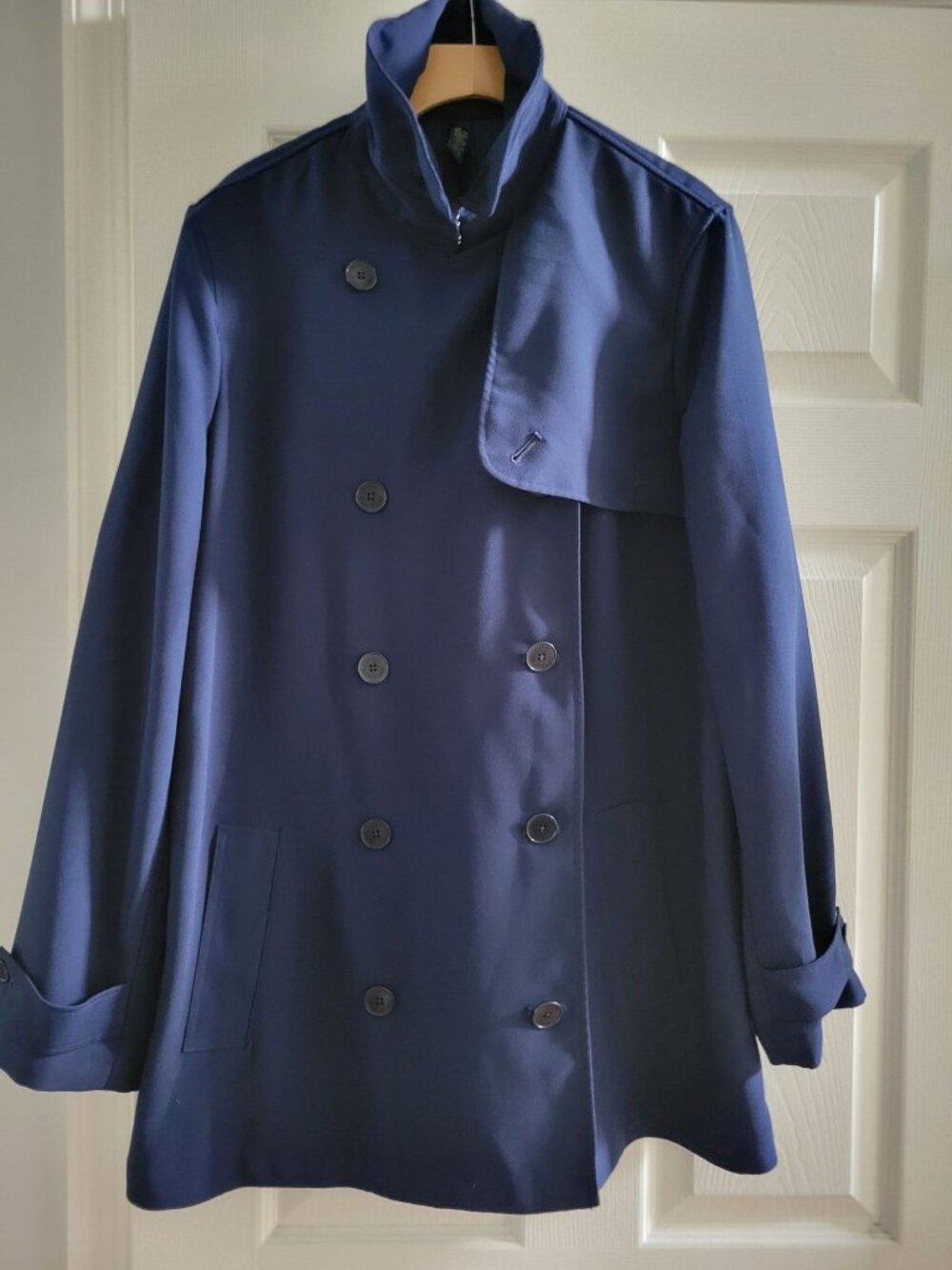Lauren Ralph Lauren Womens Blue Double Breasted Trench Coat size 16 Raincoat